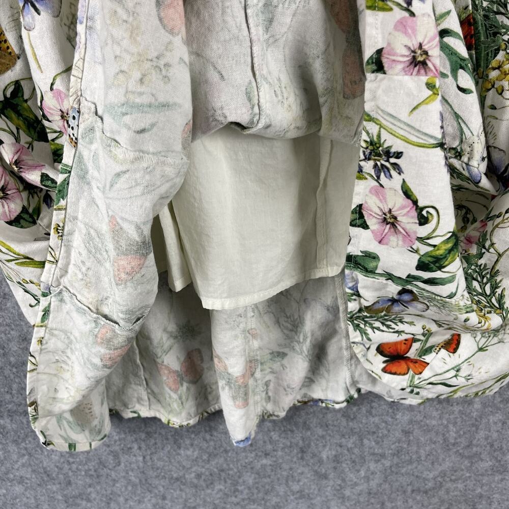 Avec Les Filles Botanical Dress Womens 6 Butterfly Floral Linen Blend Fit Flare - Picture 5 of 15